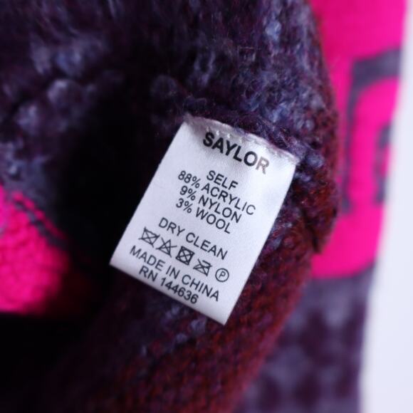 SAYLOR NWT Candace Mock Neck Sweater Fair Isle Fluorescent Women's M - Picture 10 of 10